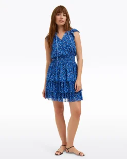 Alana Tiered Dress in Blue Scattered Ditsy