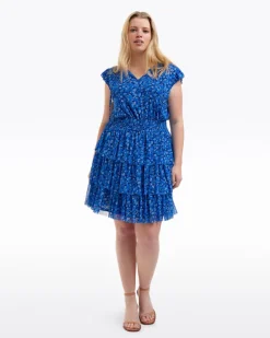 Alana Tiered Dress in Blue Scattered Ditsy