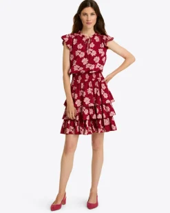 Alana Tiered Dress in Lurex Crepe