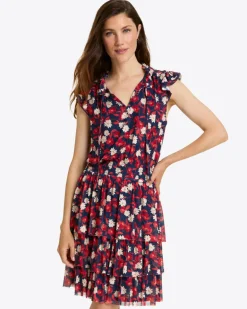 Alana Tiered Dress in Stretch Mesh