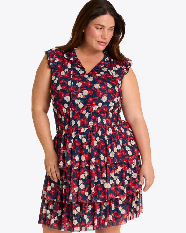Alana Tiered Dress in Stretch Mesh