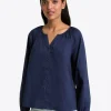 Alexandra Top in Navy Dobby Stripe