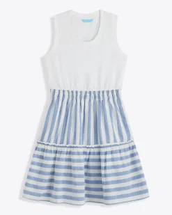 Arden Mixed Media Shirtdress in Wave Stripe