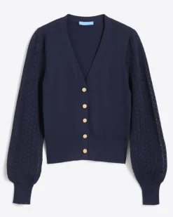 Button Front Cardigan in Navy