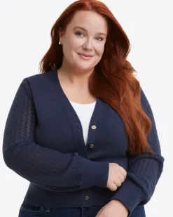 Button Front Cardigan in Navy