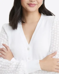 Button Front Cardigan in White
