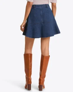 Button Front Denim Skirt