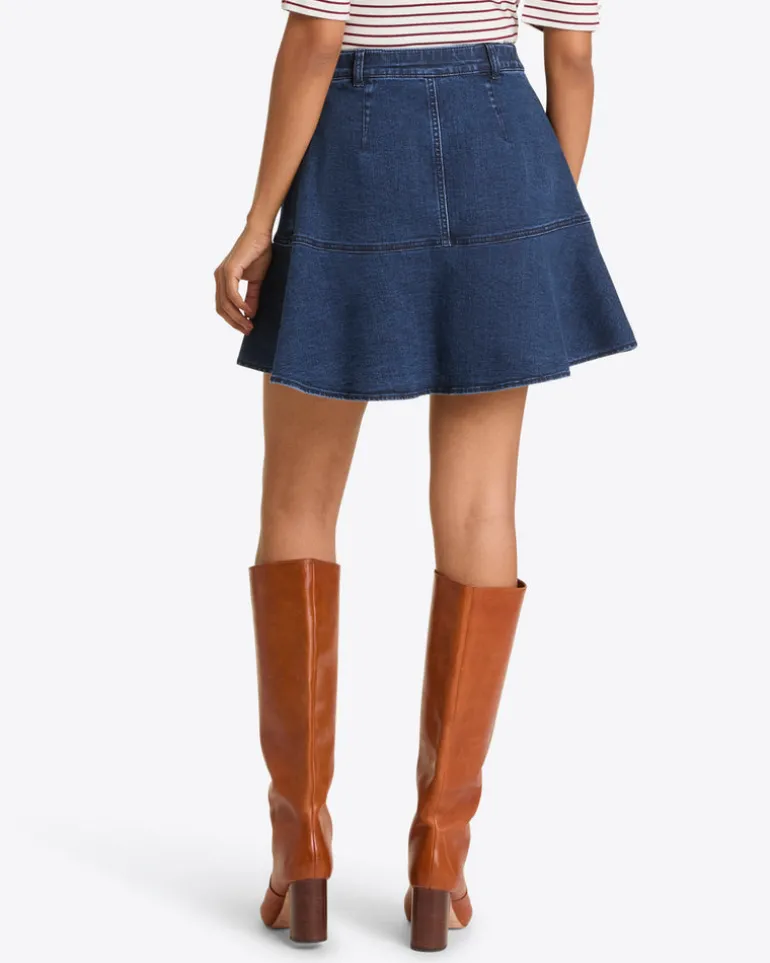 Button Front Denim Skirt