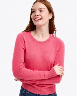 Button Shoulder Cashmere Sweater