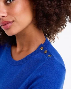 Button Shoulder Cashmere Sweater