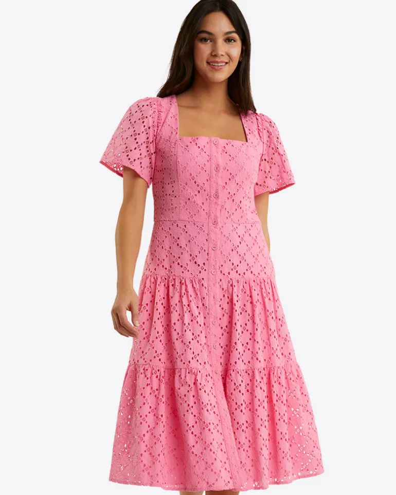 Caitlyn Midi Dress in Eyelet