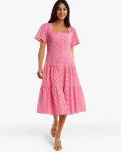 Caitlyn Midi Dress in Eyelet