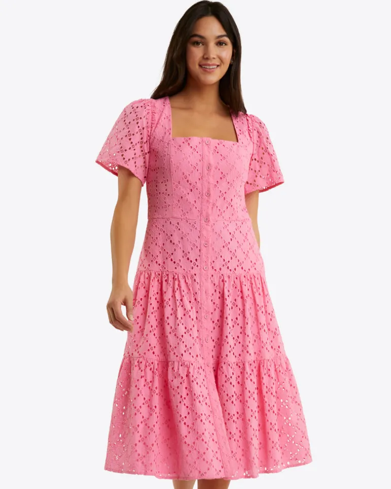 Caitlyn Midi Dress in Eyelet