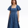 Caitlyn Square Neck Midi Dress in Ribbon Floral