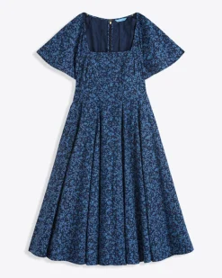 Caitlyn Square Neck Midi Dress in Ribbon Floral