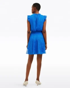 Camellia Mini Dress in Blue Dots