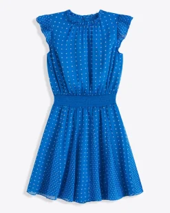 Camellia Mini Dress in Blue Dots