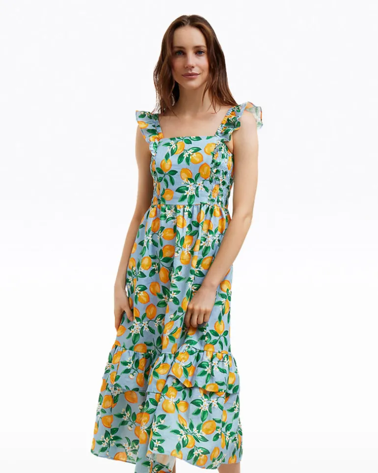 Carrie Midi Dress in Lemon Blossom