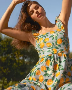 Carrie Midi Dress in Lemon Blossom