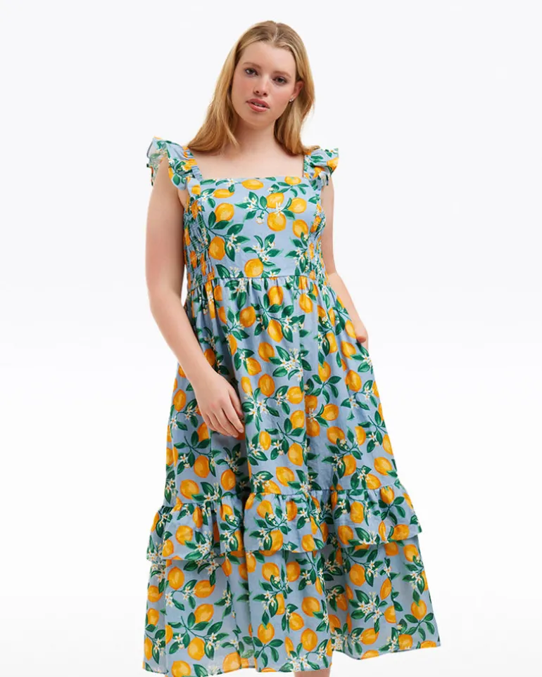 Carrie Midi Dress in Lemon Blossom