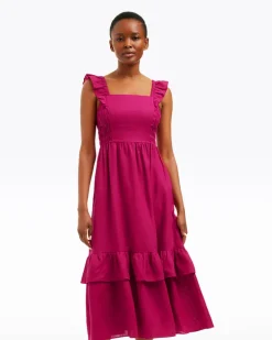 Carrie Midi Dress in Raspberry Pink