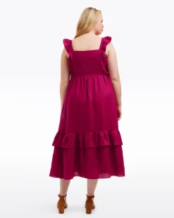 Carrie Midi Dress in Raspberry Pink