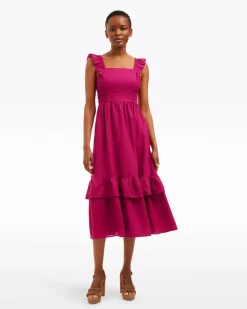 Carrie Midi Dress in Raspberry Pink