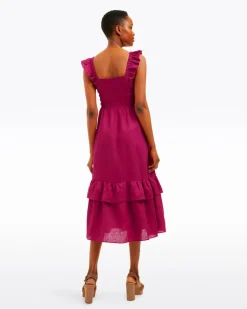 Carrie Midi Dress in Raspberry Pink