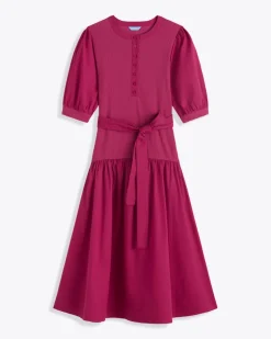 Celeste Mixed Media Dress in Raspberry Pink