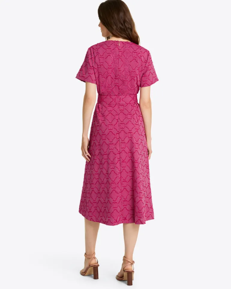 Charlotte Wrap Dress in Textured Stripe