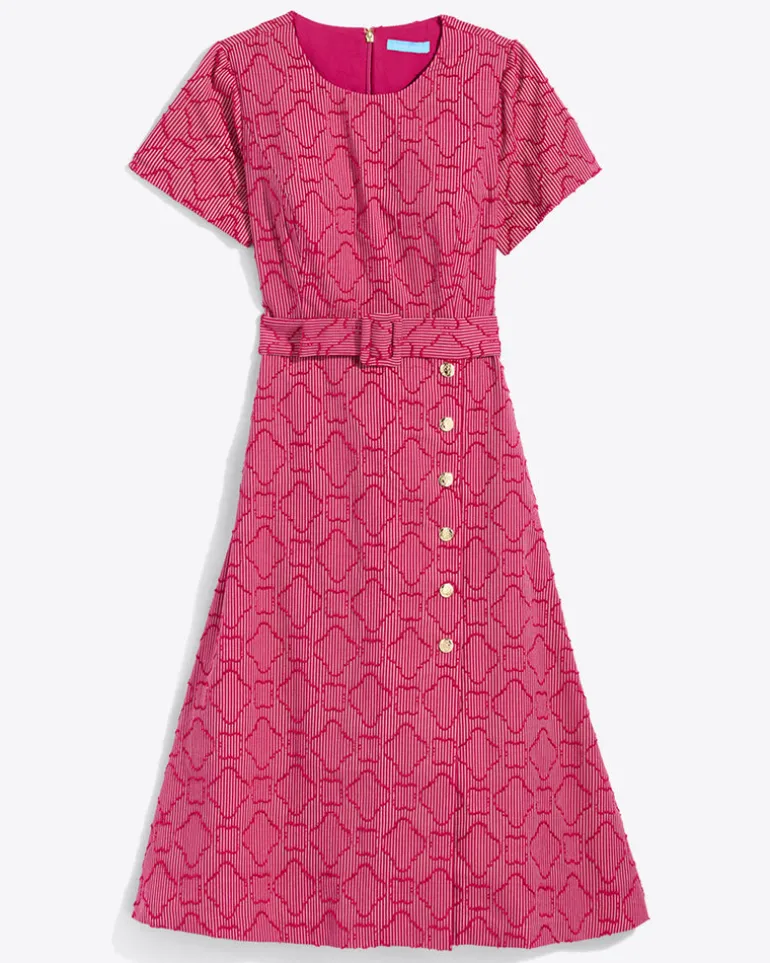 Charlotte Wrap Dress in Textured Stripe