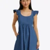 Ciara Babydoll Dress in Chambray