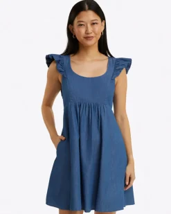 Ciara Babydoll Dress in Chambray