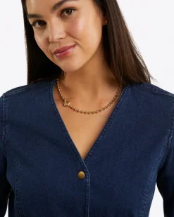 Colbie Snap Front Dress in Denim