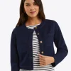 Collarless Jacket in Stretch Denim