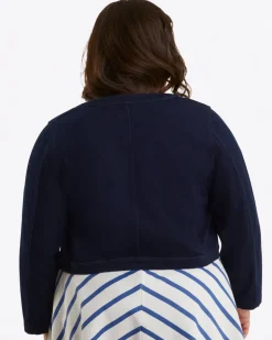 Collarless Jacket in Stretch Denim