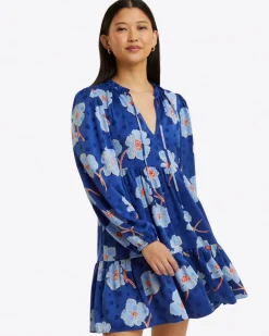 Connie Long Sleeve Mini Dress in Printed Dot Jacquard