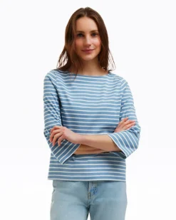 Corey Bell Sleeve Top in Blue Mariner Stripe