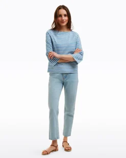 Corey Bell Sleeve Top in Blue Mariner Stripe