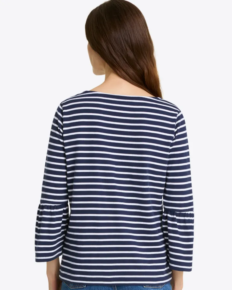 Corey Bell Sleeve Top in Navy Mariner Stripe