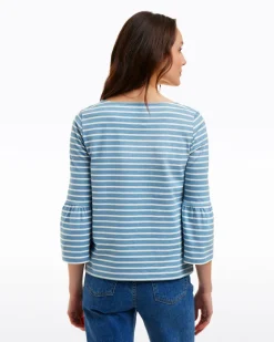 Corey Bell Sleeve Top in Blue Mariner Stripe