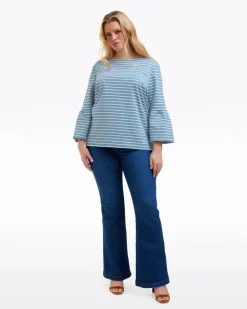 Corey Bell Sleeve Top in Blue Mariner Stripe