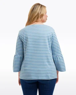 Corey Bell Sleeve Top in Blue Mariner Stripe