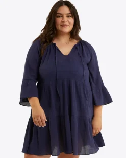 Crinkle Cotton Tiered Coverup