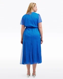 Daphne Wrap Dress in Royal Blue Polka Dot