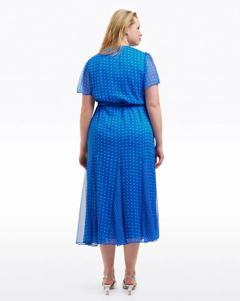 Daphne Wrap Dress in Royal Blue Polka Dot