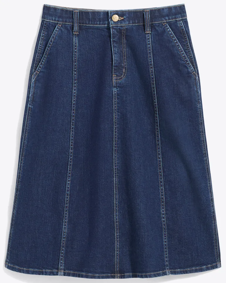 Denim Seamed Skirt