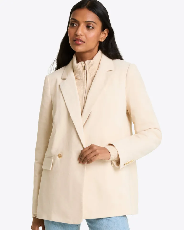Double Breasted Blazer in Stretch Corduroy
