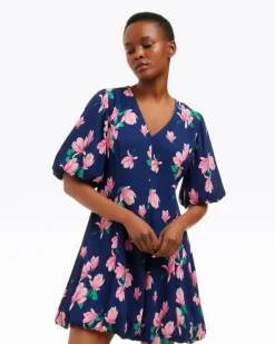 Elaine V-Neck Mini Dress in Magnolia Buds
