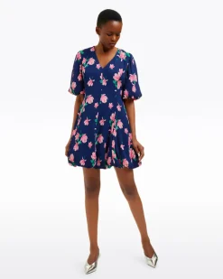 Elaine V-Neck Mini Dress in Magnolia Buds